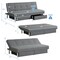 3-Seat Grey Sofa Bed Linen Fabric With High-Density Sponge And Storage